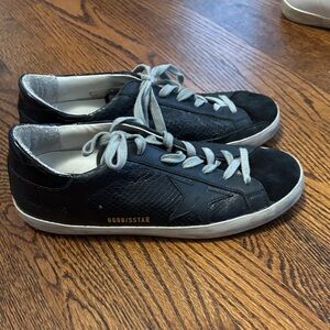 Golden Goose Black Textured Sneakers with White Accents